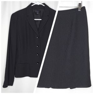 Context Skirt Suit Set Black Polka‎ Dot Button Collar Pocket Pleated Flare 12P